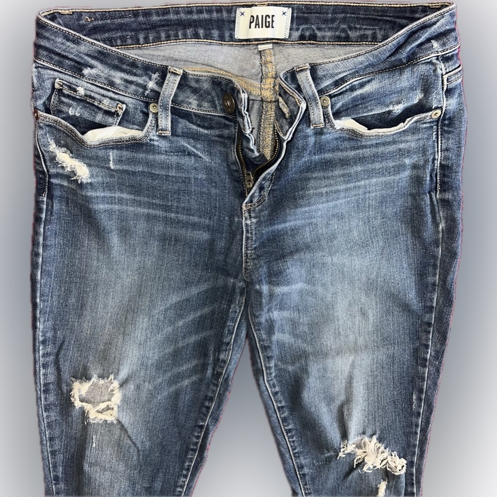 PAIGE Women's Distressed Blue Jeans